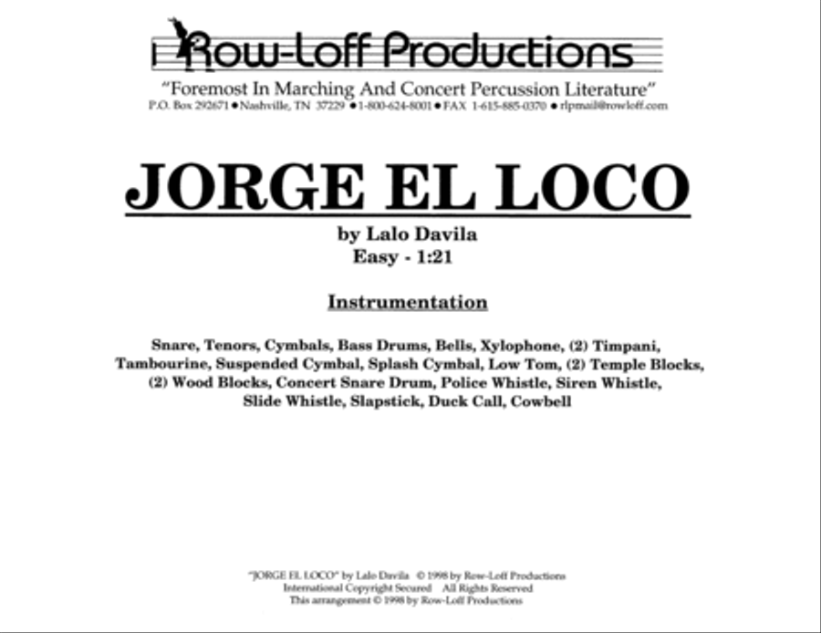 Jorge El Loco w/Tutor Tracks Percussion Ensemble scores gallery preview page 2