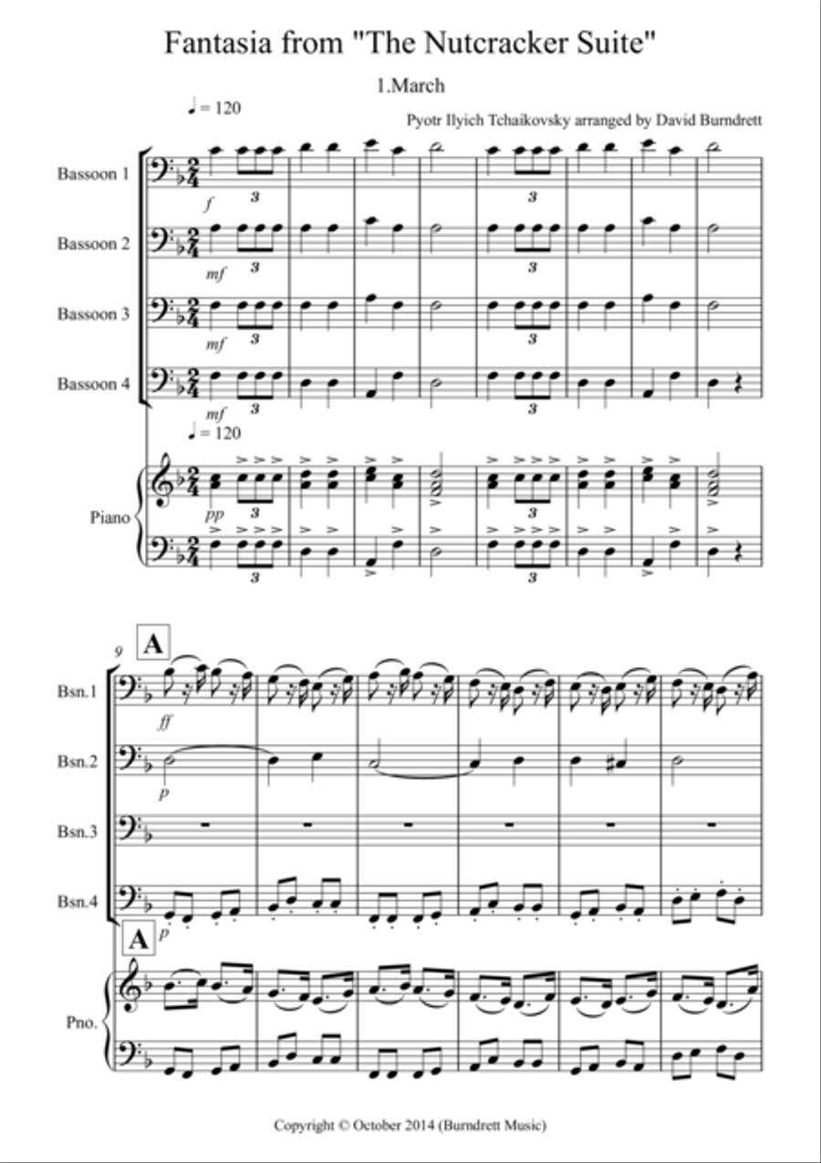 March (fantasia from the Nutcracker) for Bassoon Quartet Bassoon Quartet scores gallery preview page 1