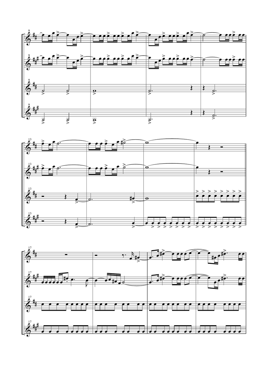 Gonna Fly Now Woodwind Quartet scores gallery preview page 4