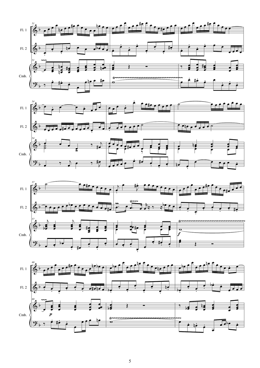 Bach - Double Concerto in D minor BWV1043 for Two Flutes and Cembalo or Piano Flute Duet scores gallery preview page 5