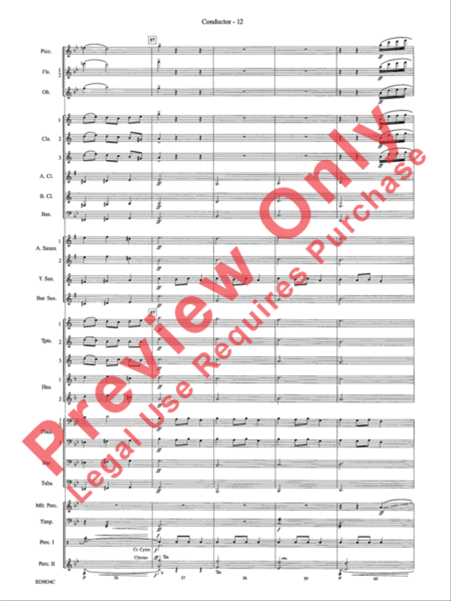 Fantasia for Christmas (based on The Ukrainian Bell Carol) Concert Band scores gallery preview page 15