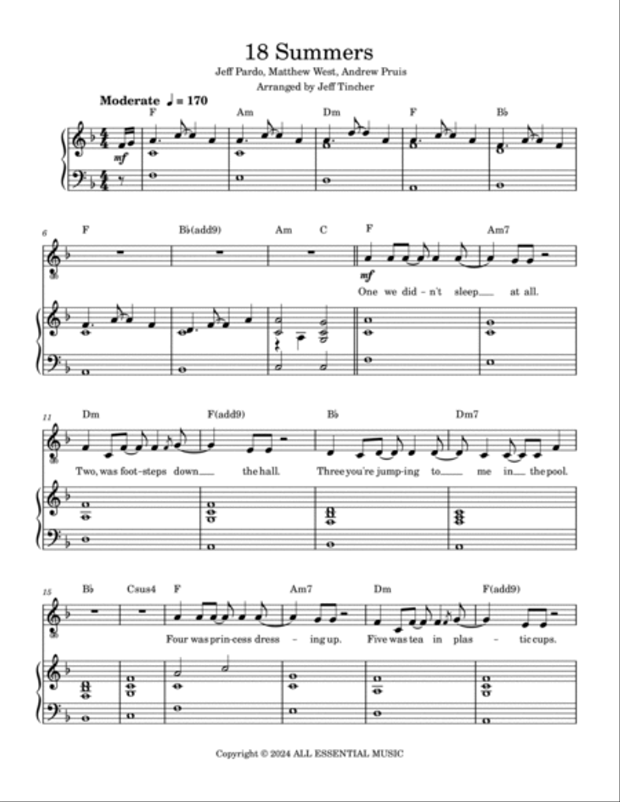 18 Summers Piano, Vocal, Guitar scores gallery preview page 2