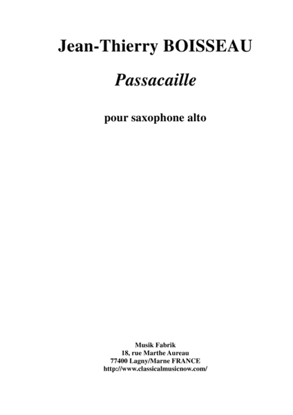 Jean-Thierry Boisseau: Passacaille for solo alto saxophone