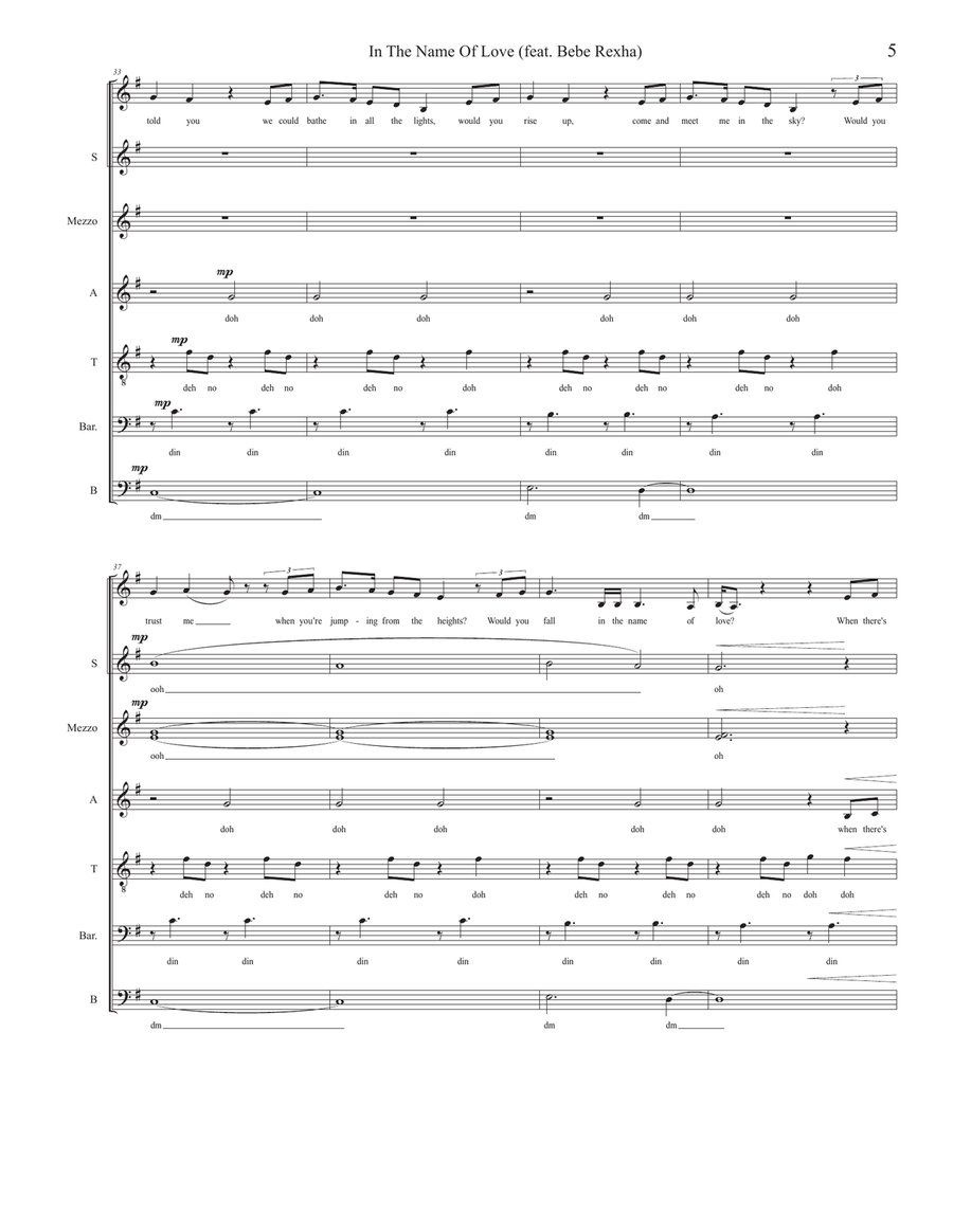 In The Name Of Love (feat. Bebe Rexha) 4-Part scores gallery preview page 5