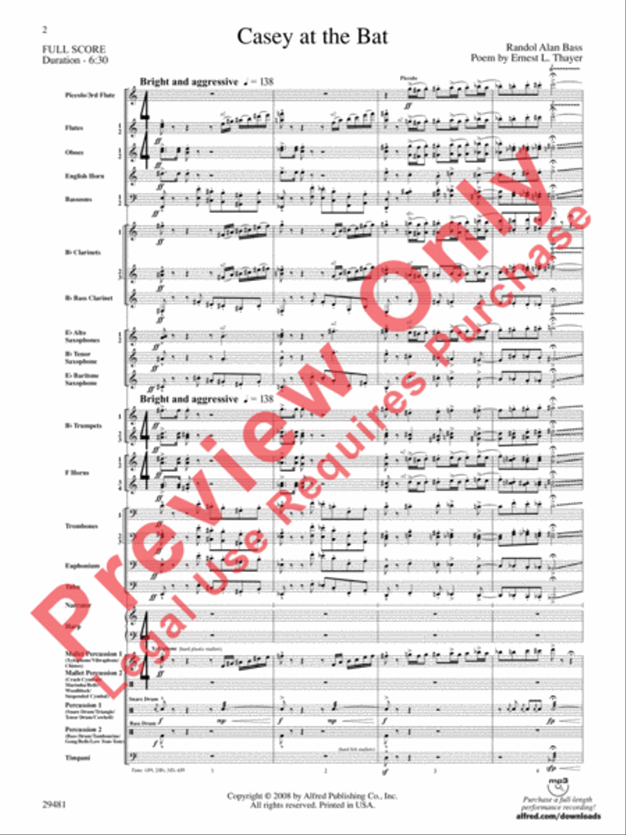 Casey at the Bat Concert Band scores gallery preview page 3
