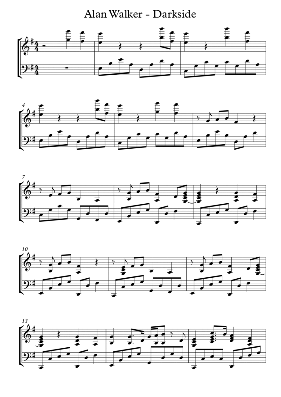 Darkside Piano Solo scores gallery preview page 1