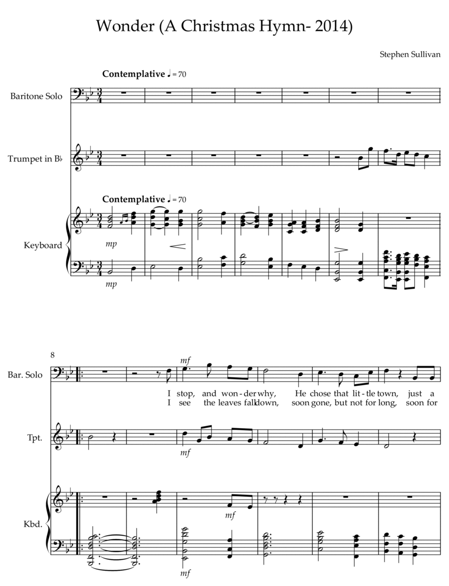 Wonder- a Christmas Hymn (2014/2022) Medium Voice scores gallery preview page 1