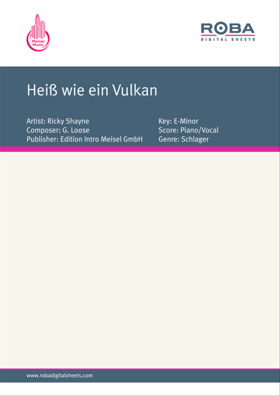Heiss wie ein Vulkan Piano, Vocal scores gallery preview page 1