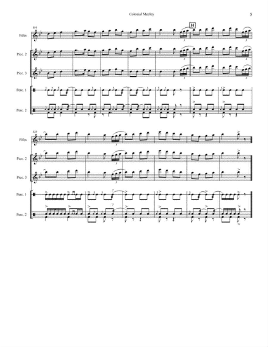 Colonial Fife & Drum Medley Piccolo scores gallery preview page 6