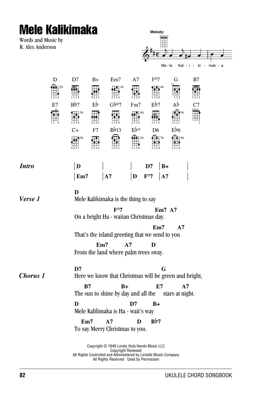 Mele Kalikimaka Ukulele scores gallery preview page 1