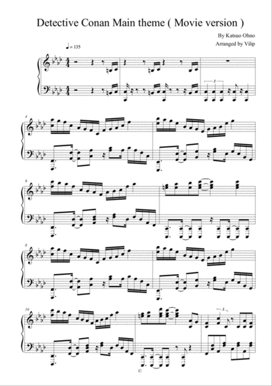 Detective conan saxophone sheet music hot sale