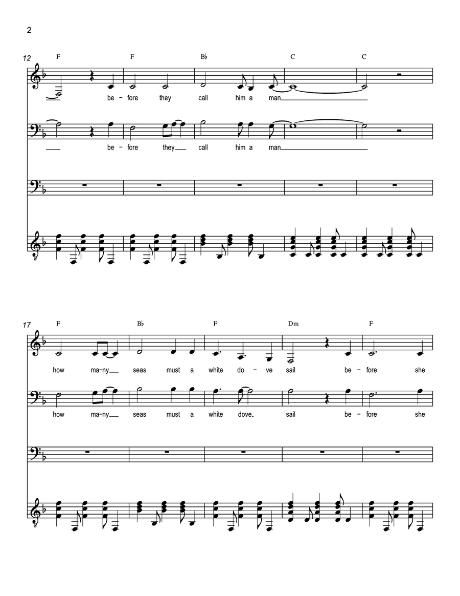 Blowin' in the Wind Acoustic Guitar scores gallery preview page 2