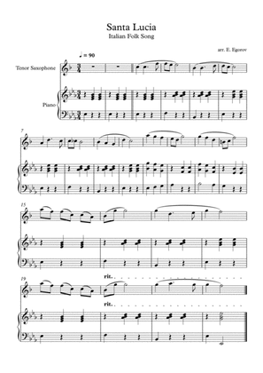 Santa Lucia, Italian Folk Song, For Tenor Saxophone & Piano