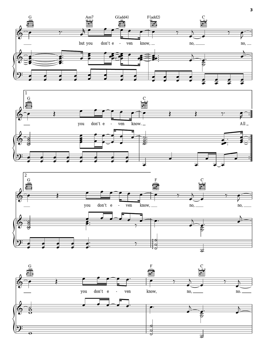 A Little Bit Longer Piano, Vocal, Guitar scores gallery preview page 3