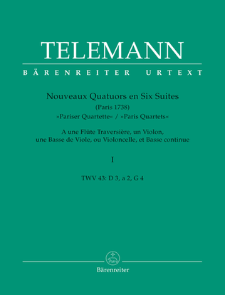 Book cover for Nouveaux Quatuors en Six Suites I for Flute, Violine, Viola da gamba oder Violoncello und Basso continuo 'Pariser Quartette'