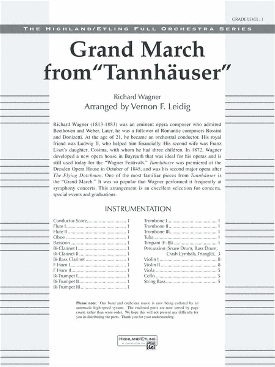 Grand March from Tannhäuser: Score Full Orchestra scores gallery preview page 1