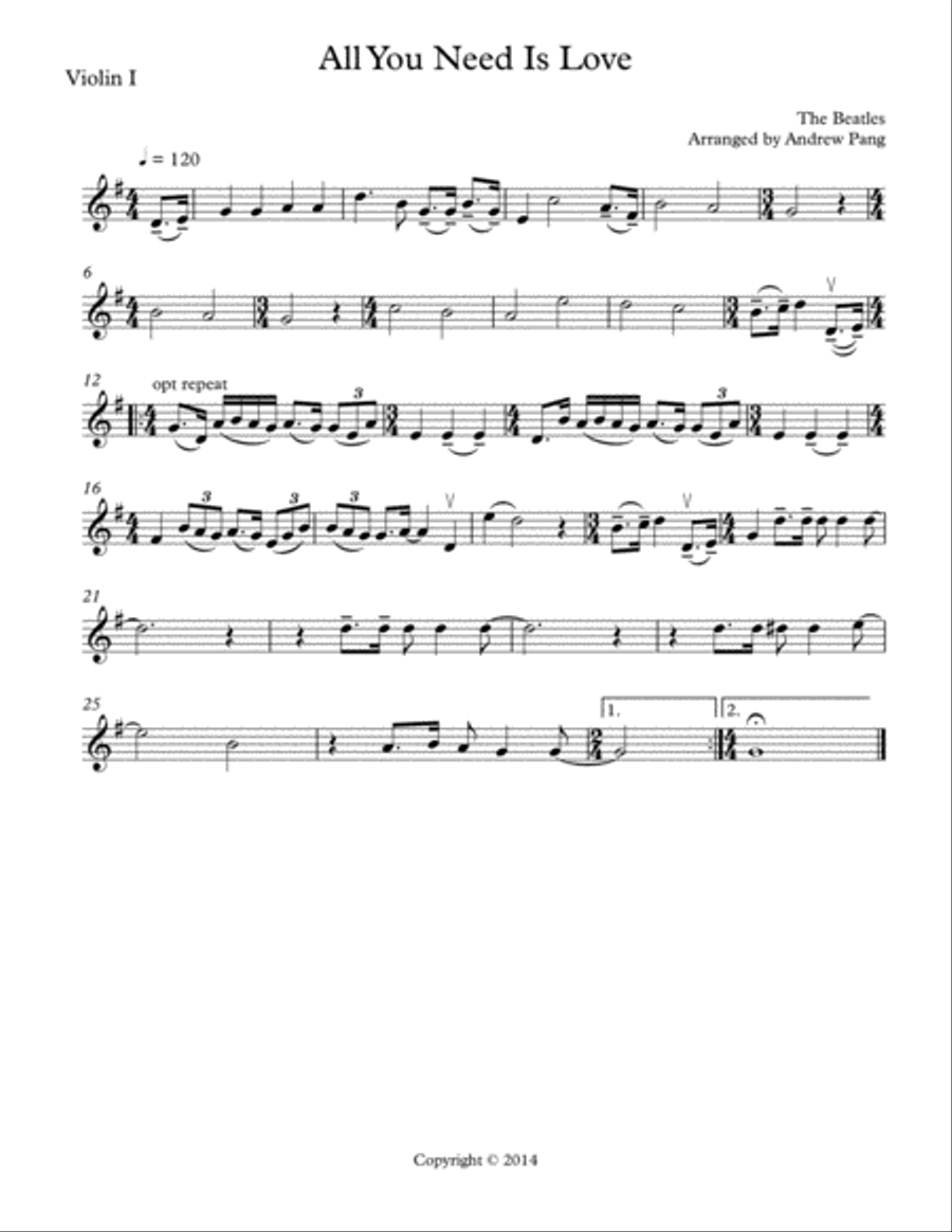 All You Need Is Love String Quartet scores gallery preview page 3
