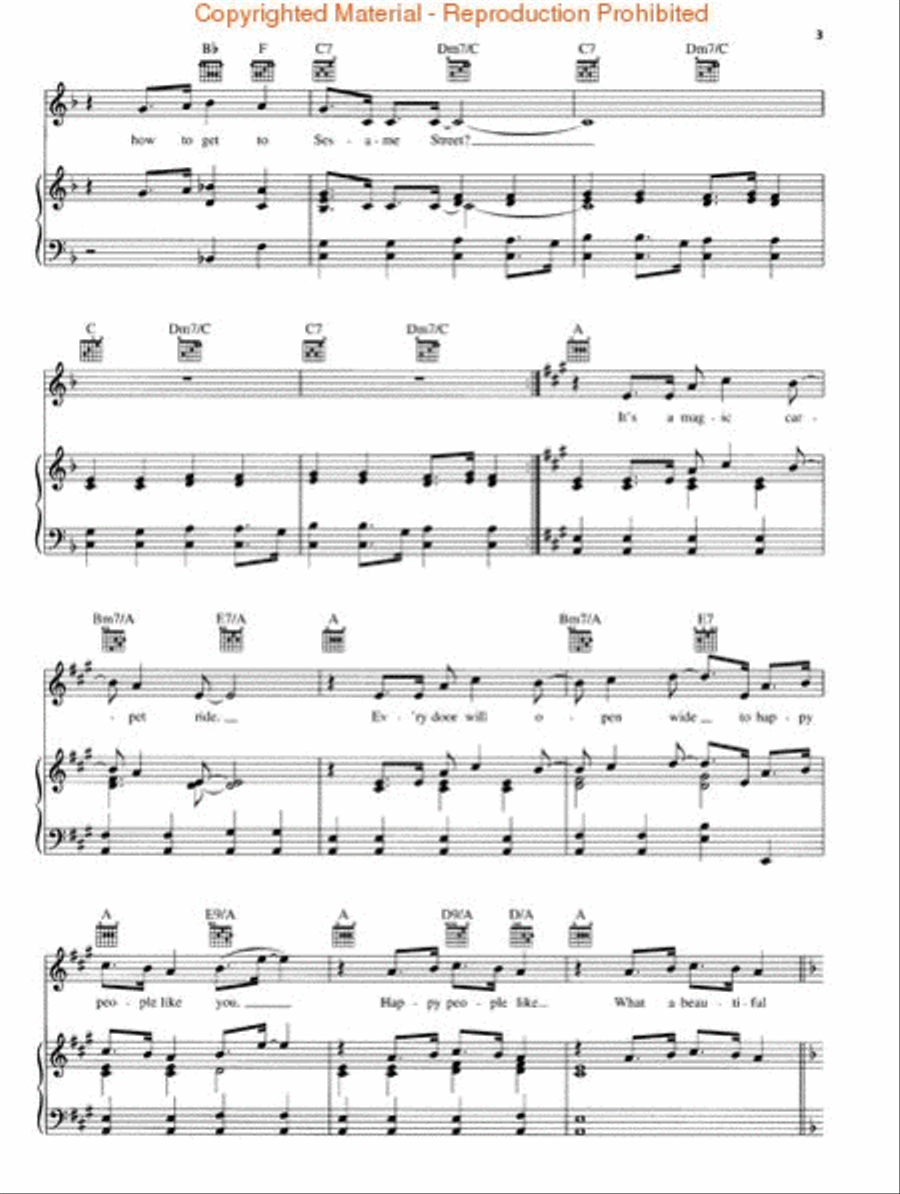 Sesame Street Theme Sesame Street Theme Piano, Vocal, Guitar scores gallery preview page 3