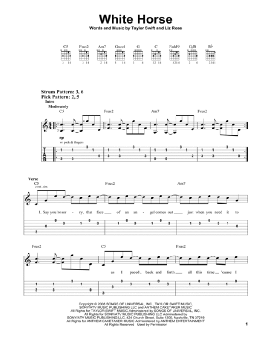 White Horse Acoustic Guitar scores gallery preview page 1