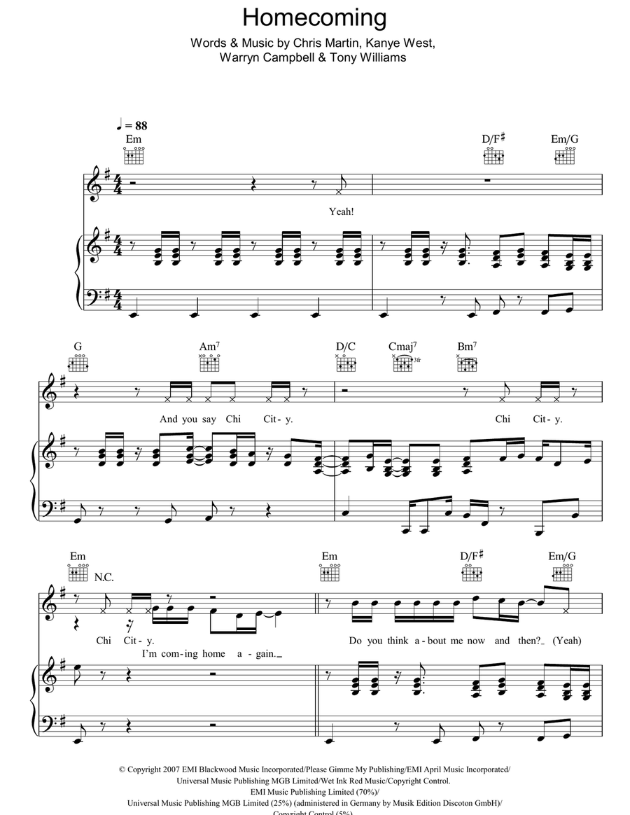 Homecoming Piano, Vocal, Guitar scores gallery preview page 1