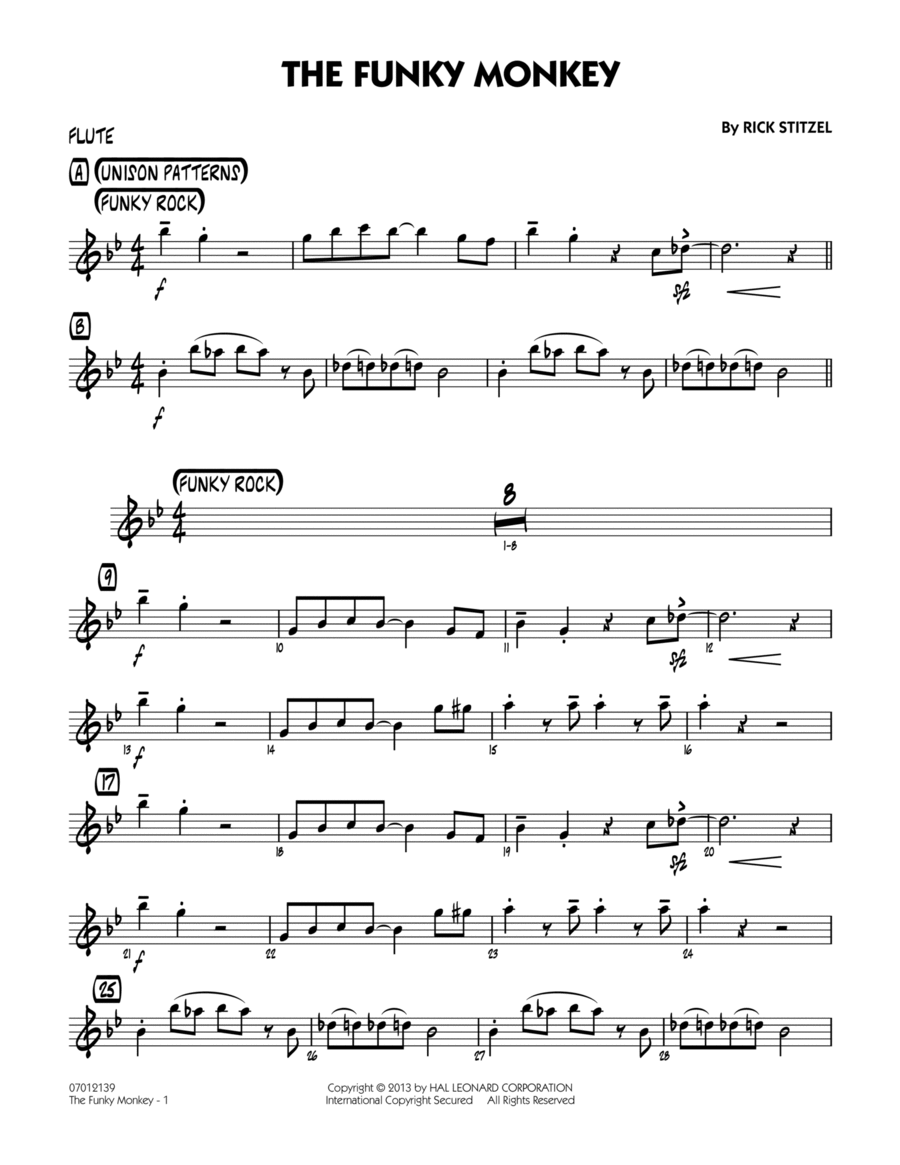 The Funky Monkey Flute by Rick Stitzel Jazz Ensemble Digital Sheet Music Sheet Music Plus