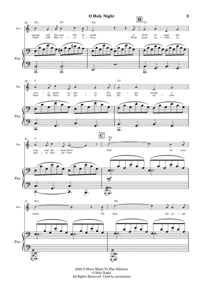 O Holy Night - Voice and Piano - C Major - W/Chords (Full Score and Parts) image number null