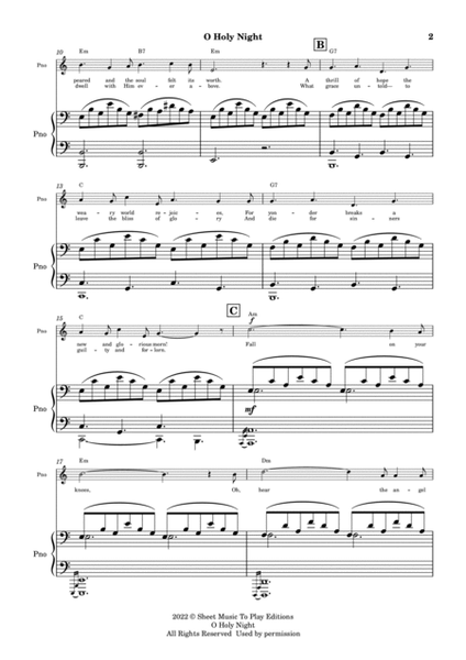 O Holy Night - Voice and Piano - C Major - W/Chords (Full Score and Parts) image number null