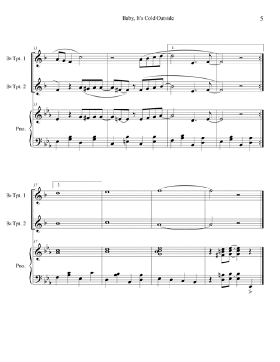 Baby, It's Cold Outside Trumpet Duet scores gallery preview page 5