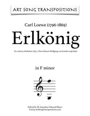 LOEWE: Erlkönig, Op. 1 no. 3 (transposed to F minor)