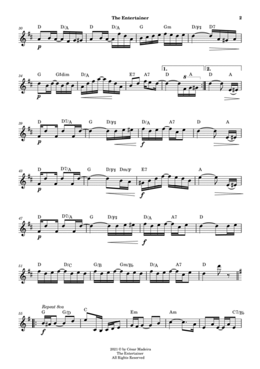 The Entertainer by Joplin - Bb Clarinet Solo - W/Chords (Full Score)