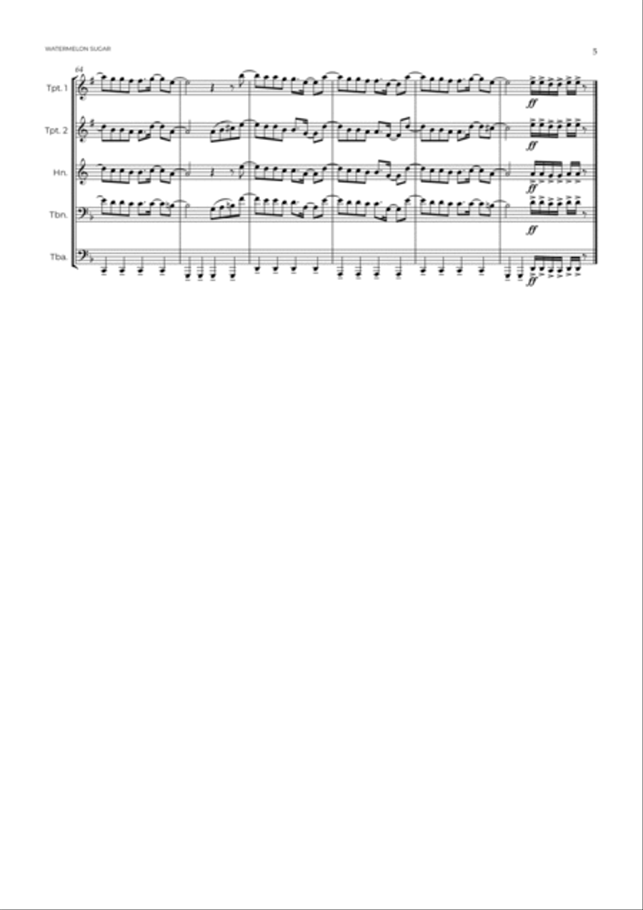 Watermelon Sugar Watermelon Sugar Brass Ensemble scores gallery preview page 6