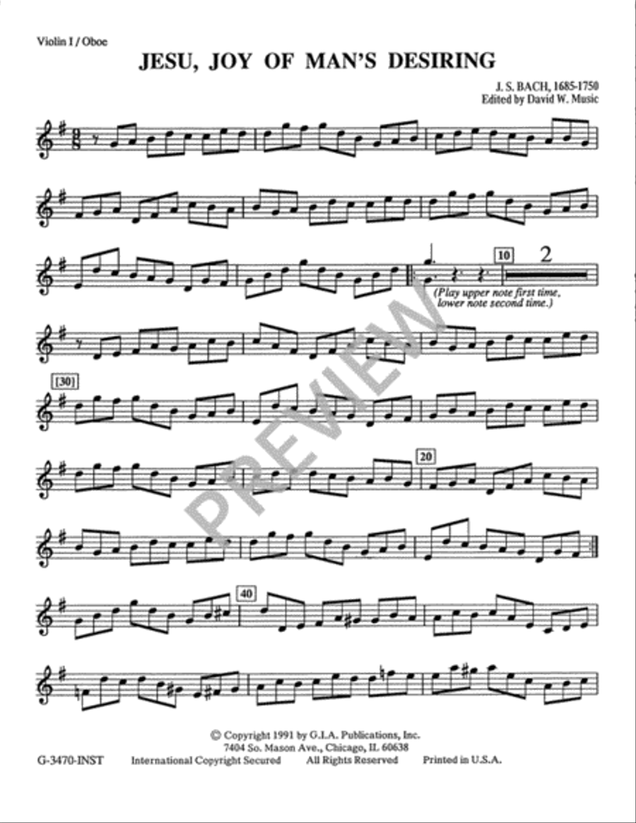 Jesu, Joy of Man's Desiring - Instrument edition Oboe scores gallery preview page 3