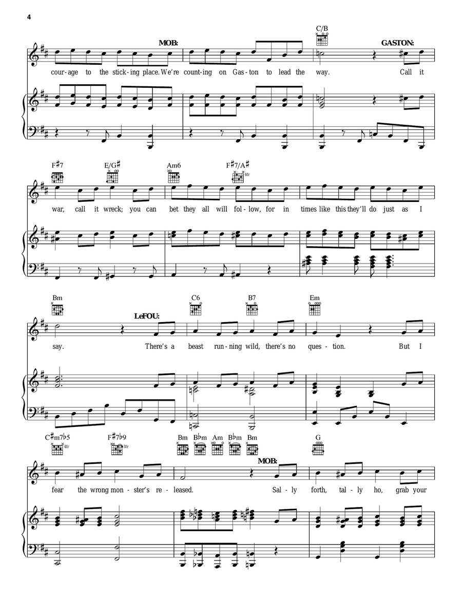 The Mob Song (from Beauty And The Beast) Piano, Vocal, Guitar scores gallery preview page 4