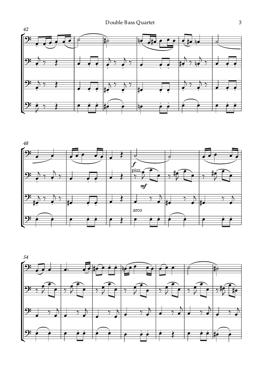 Beethoven Symphony 7 Movement 2 Allegretto for Double Bass Quartet String Quartet scores gallery preview page 4