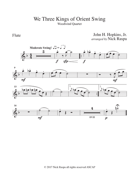We Three Kings of Orient Swing (ww. quartet - fl., ob., cl., bsn.) Flute part