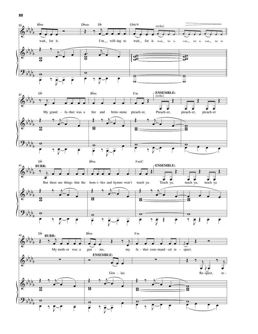 Wait For It (from Hamilton) Piano, Vocal scores gallery preview page 3