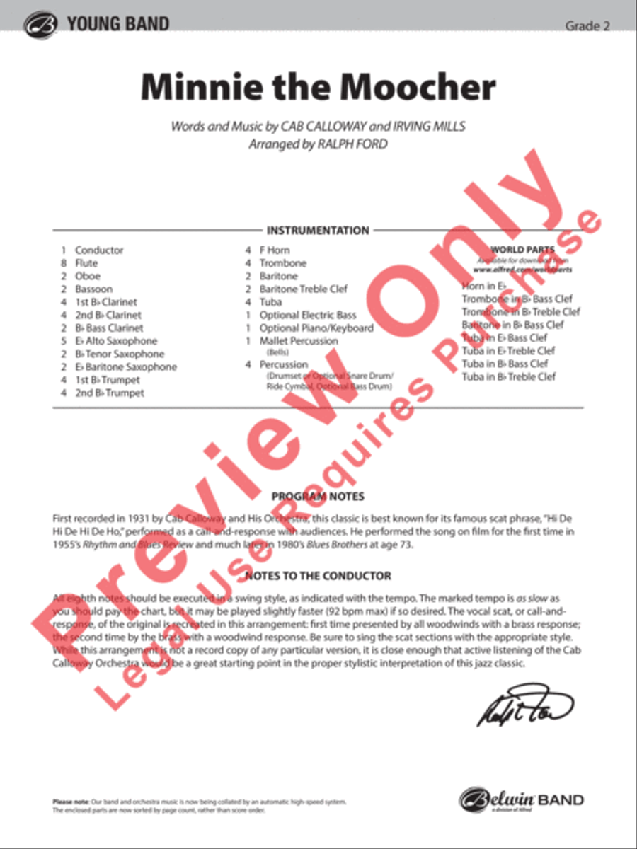 Minnie the Moocher Concert Band scores gallery preview page 2