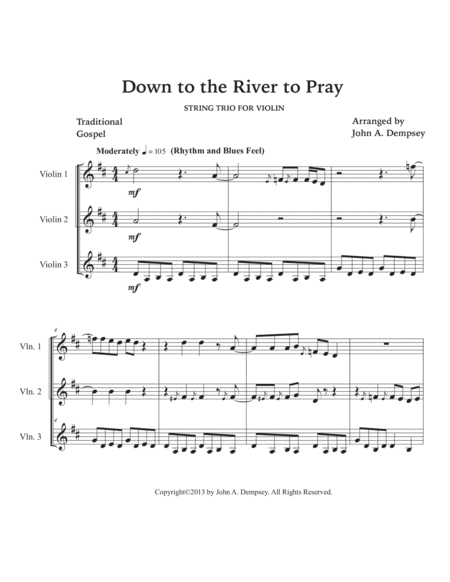 Down to the River to Pray (Violin Trio) image number null