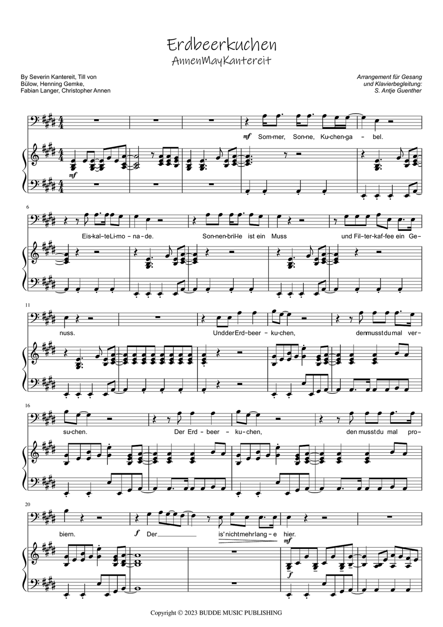Erdbeerkuchen Piano, Vocal scores gallery preview page 1