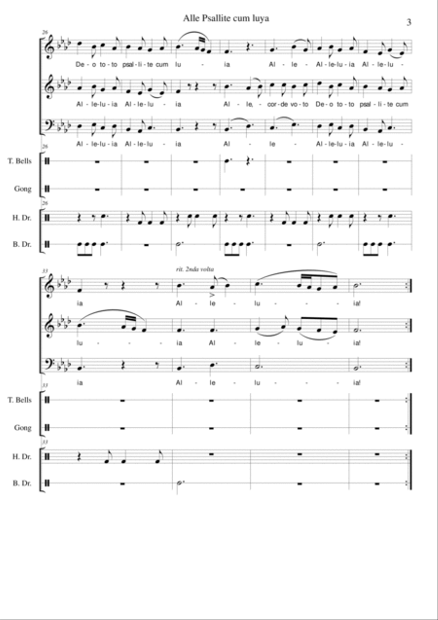 Alle Psallite for 3 voices and percussion 3-Part scores gallery preview page 3