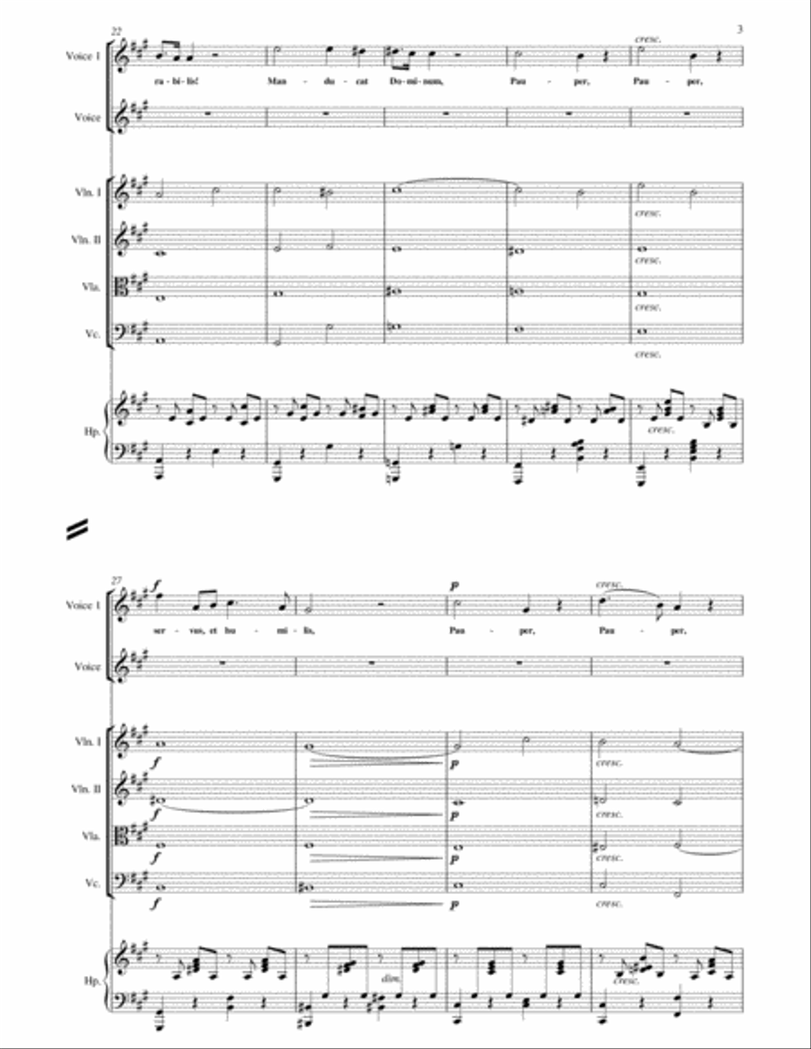 Cesar Frank : Panis Angelicus for 2 Voices and String Orchestra with Piano or Harp in A String Orchestra scores gallery preview page 3