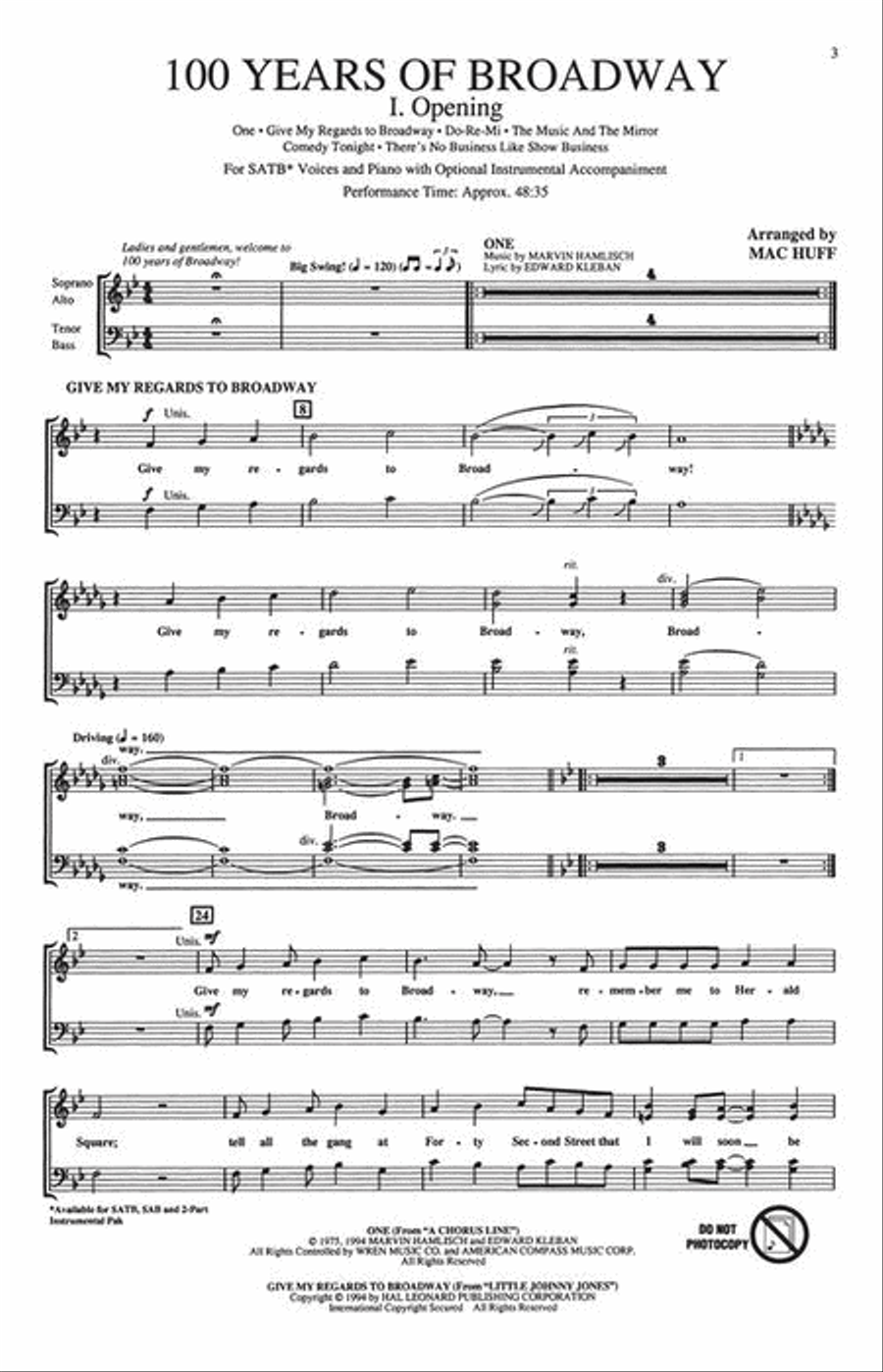 100 Years of Broadway (Medley) 4-Part scores gallery preview page 4