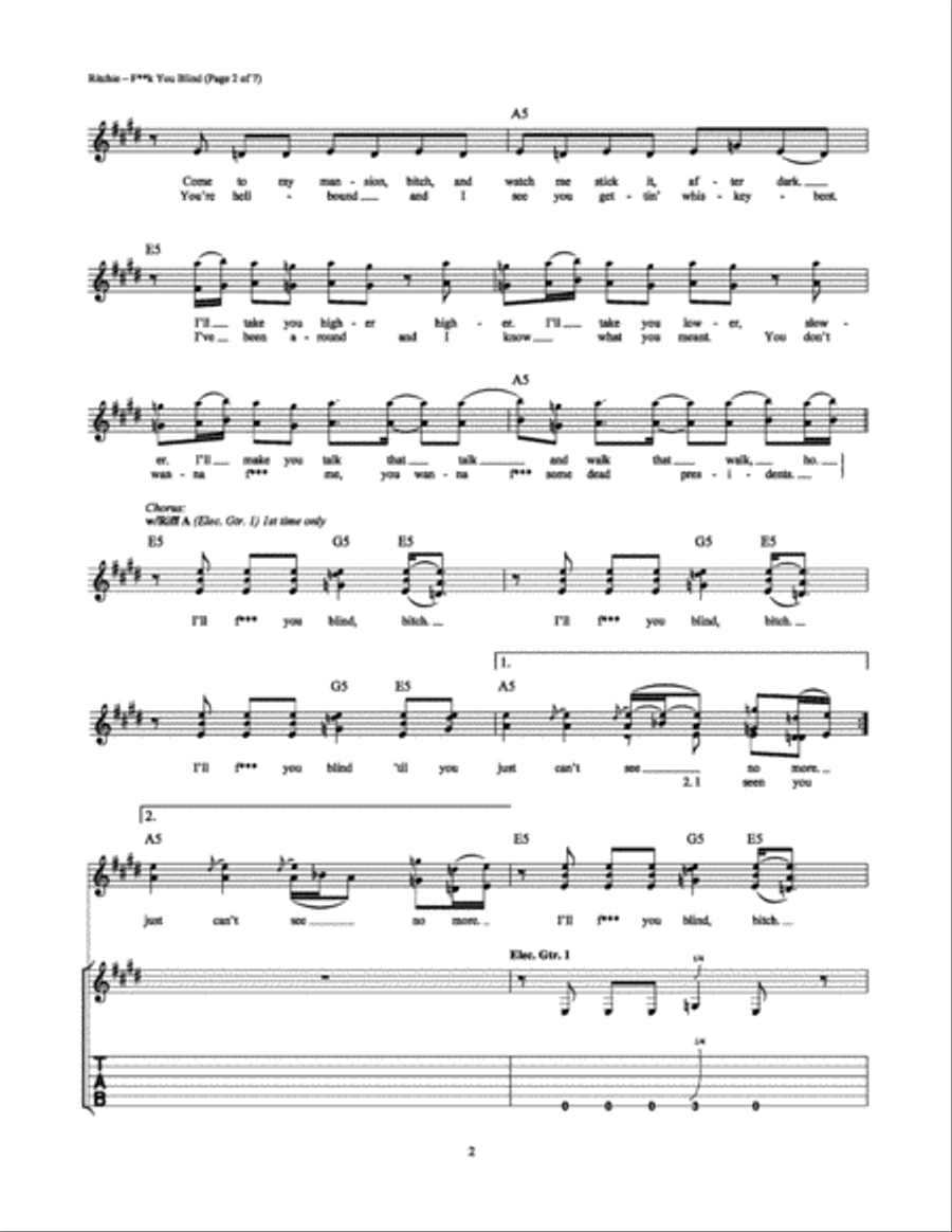 F**k You Blind Electric Guitar scores gallery preview page 2