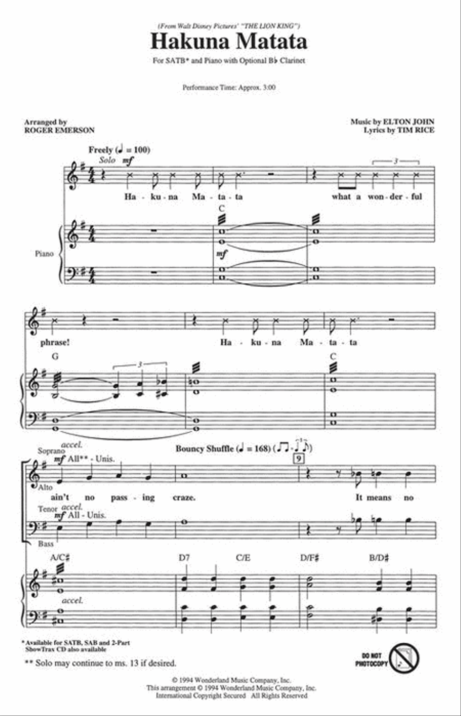 Hakuna Matata 4-Part scores gallery preview page 3