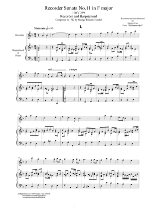 Handel - Sonata No.11 in F major Op.1 HWV 369 for Recorder and Harpsichord
