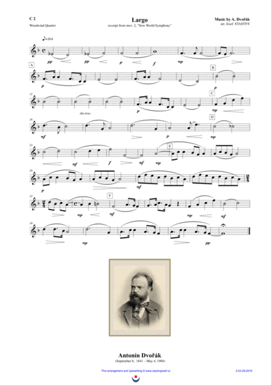 Largo (Dvořák - New World Symphony) Woodwind Quartet scores gallery preview page 4