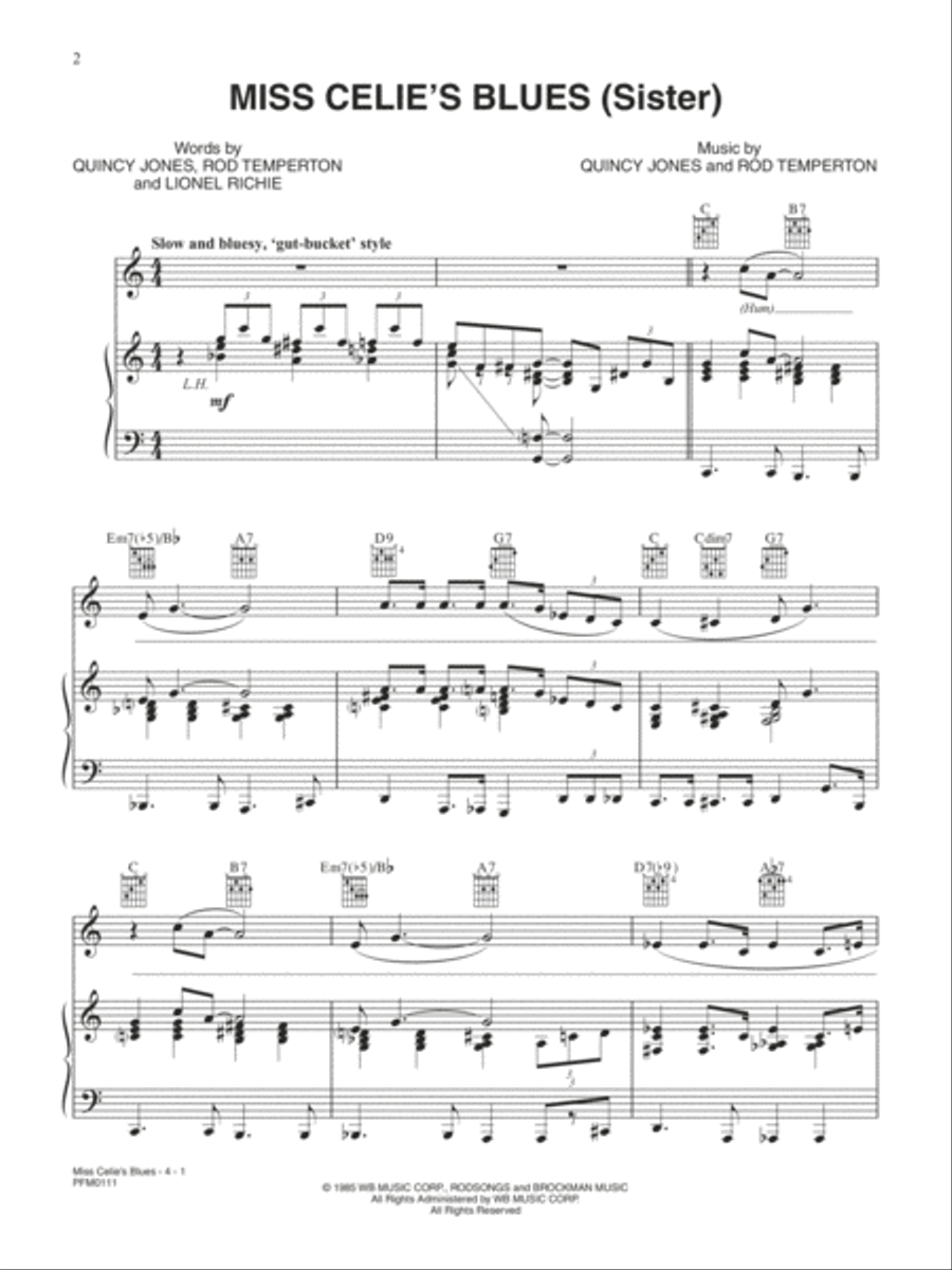 Miss Celie's Blues (Sister) (from The Color Purple) Piano, Vocal, Guitar scores gallery preview page 1