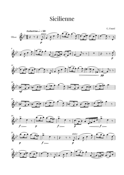 Fauré - Sicilienne (for Oboe) image number null