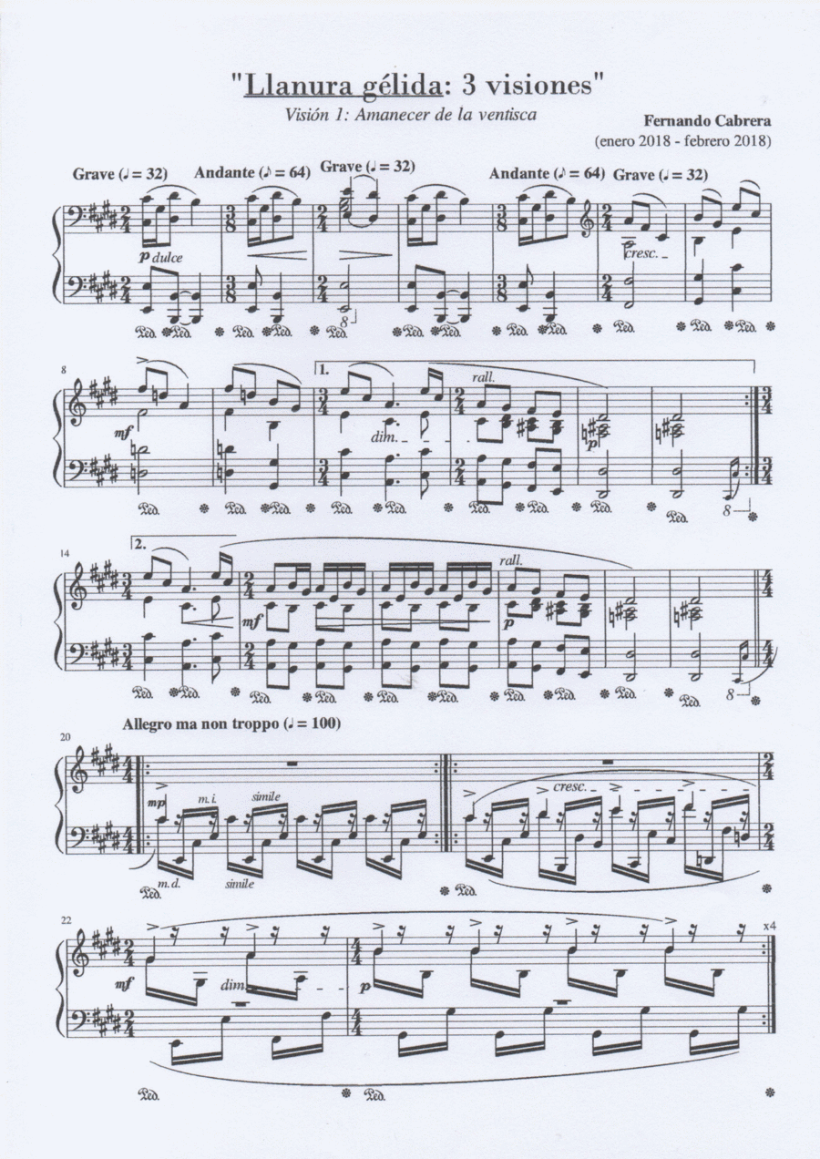Llanura gélida - 3 Visiones Piano Solo scores gallery preview page 1