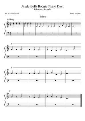 Jingle Bells Boogie Piano Duet For beginner and teacher. Short version.